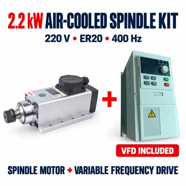 CNC Spindle Motor - 2.2 kW 220V Air-Cooled ER20