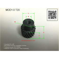 Helical Pinion Mod 1.0 T20 1xM5 x Ø8.1mm