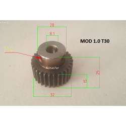 Spur Pinion MOD 1.0 30T with Ø8.1 I.D Hole