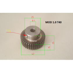 Spur Pinion MOD 1.0 40T with Ø8.1 I.D Hole