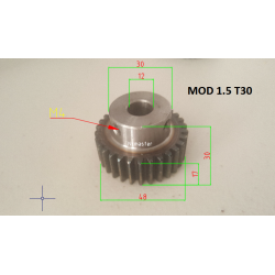 Spur Pinion MOD 1.5 30T with Ø12 I.D Hole