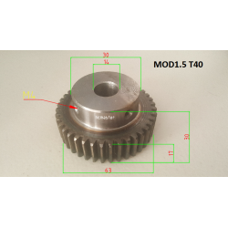 Spur Pinion MOD 1.5 40T with Ø14 I.D Hole