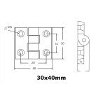 Nylon Hinge Alunimum Profile: 30x40mm - 10 Pcs