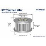 30T-15W-8B — 3M Toothed Idler Pulley 30T-15W-8B — 3M Toothed Idler Pulley