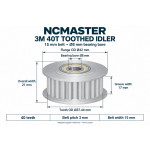 40T-15W-8B — 3M Toothed Idler Pulley 40T-15W-8B — 3M Toothed Idler Pulley