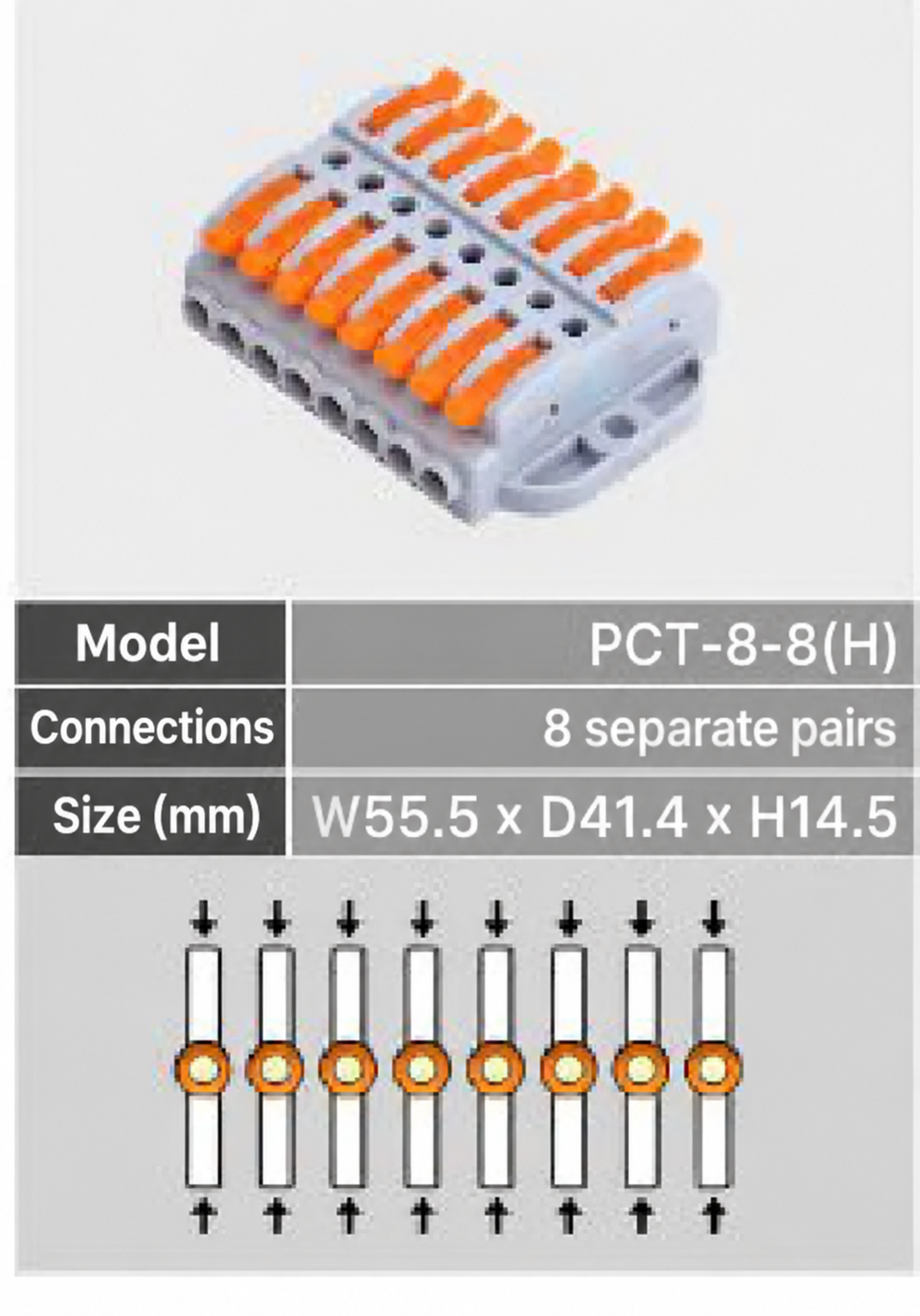 English PCT-8-8(H) reference drawing and specifications